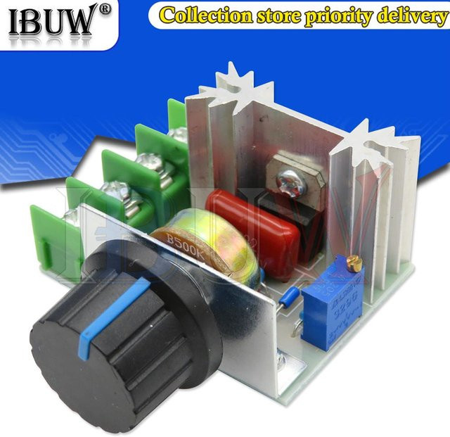 IBUW SCR Spannungsregler Dimmer mit Drehregler 2000W 220V in Silber - Bild 1