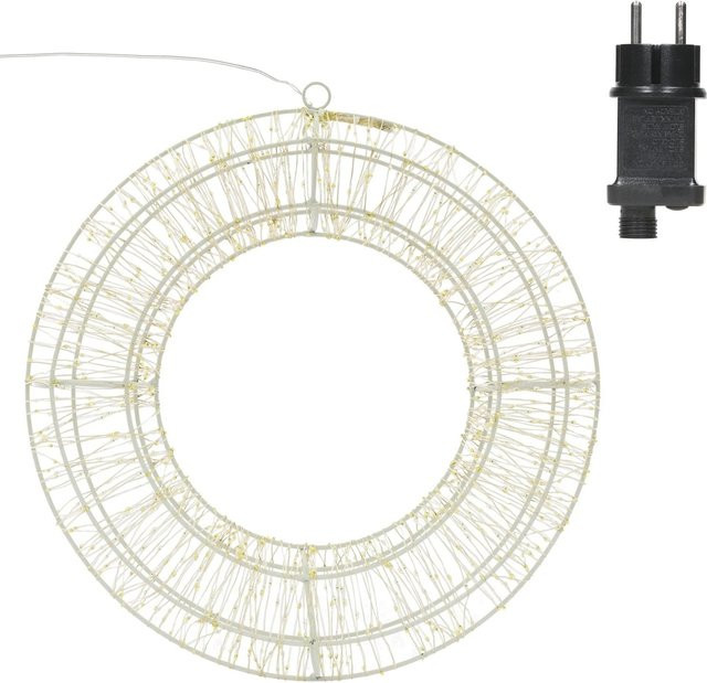 ECD Germany LED Metall Kranz in Silber und Weiß mit 1440 warmweißen LEDs, Timer und IP44 Schutz, Durchmesser: 50 cm - Bild 1