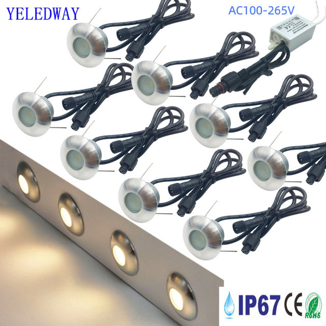 YELEDWAY LED Outdoor Treppenlicht in Silber, IP67 wasserdichte Einbauleuchte für Garten und Stufen, warmweißes Rundlicht - Bild 1