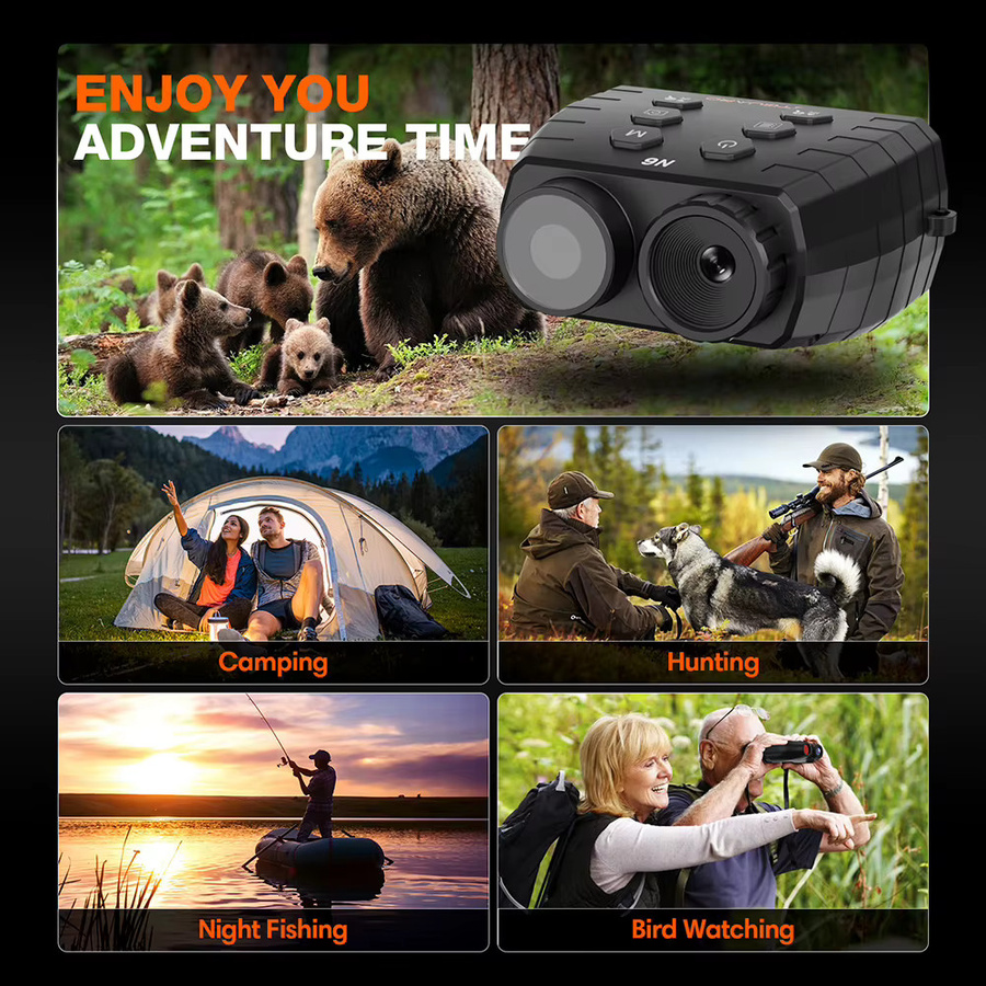 GTGUARD N6 Fernglas mit Nachtsichtfunktion, 1080P FHD Video- und Fotoaufnahme, 850nm Infrarot-LED, 5-facher Digitalzoom, Schwarz - Bild 3