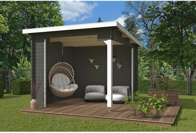Lasita Gartenhaus Buffalo Maja in Grüngrau, B/H/T: 420 x 250,8 x 323,9 cm - Bild 1