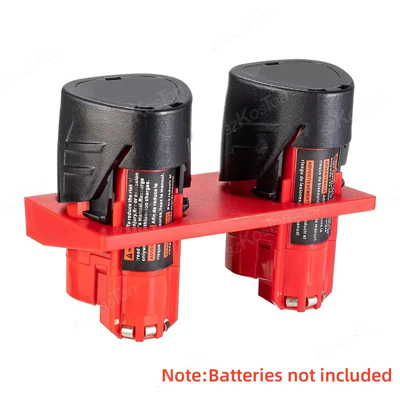 Milwaukee Batteriehalter für 12 V Li-Ionen-Akkus mit 2 Hohlräumen zur Wandmontage in Rot - Bild 2