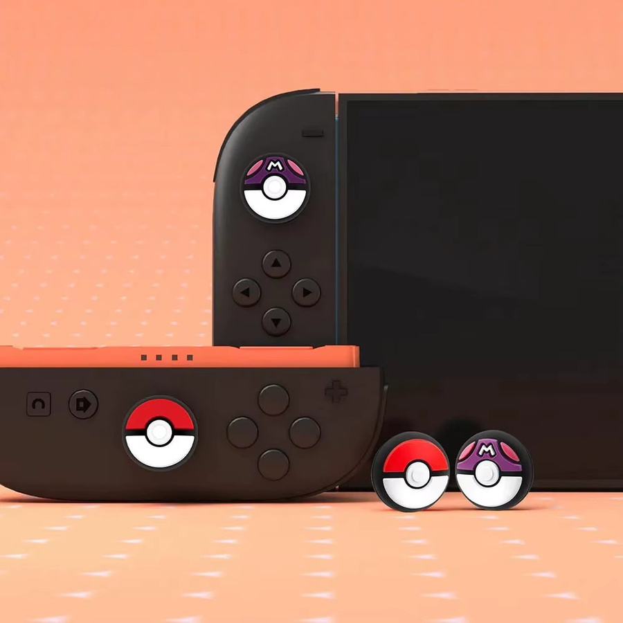 TAKARA TOMY 4er-Set Pokeball Daumenstick-Griffkappen Schutzhüllen für Nintendo Switch 2 Joy-Con und Pro Controller, Multicolor - Bild 4