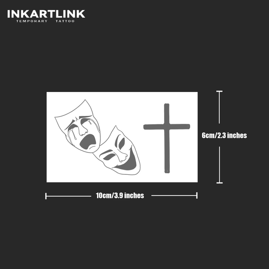 INKARTLINK Temporäres Clown-Kreuz-Tattoo, wasserfest, semi-permanent - Bild 3