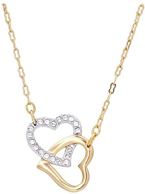 Swarovski Halskette Doppelherz, Bicolor, Gold, Kristall, Damen - Bild 1