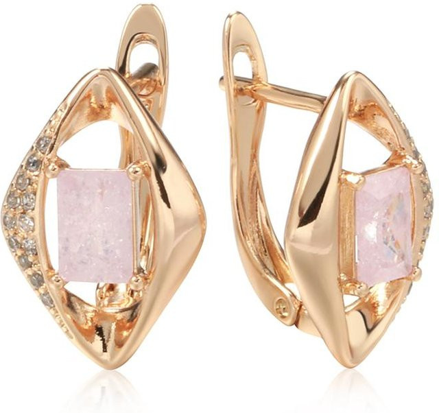 Ohrringe, Rosa Zirkon, Tropfenform, Roségoldfarbe, Damen - Bild 1