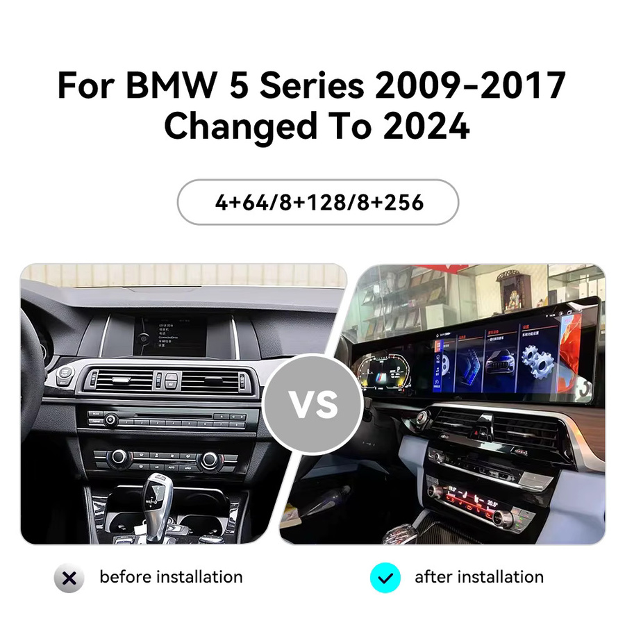 ZWNAV Dual Screen Multimedia Player mit Android 14 und CarPlay für BMW 5er M5 F10 F11 F18 CIC NBT, 25 Zoll, Schwarz mit GPS Navigation - Bild 2