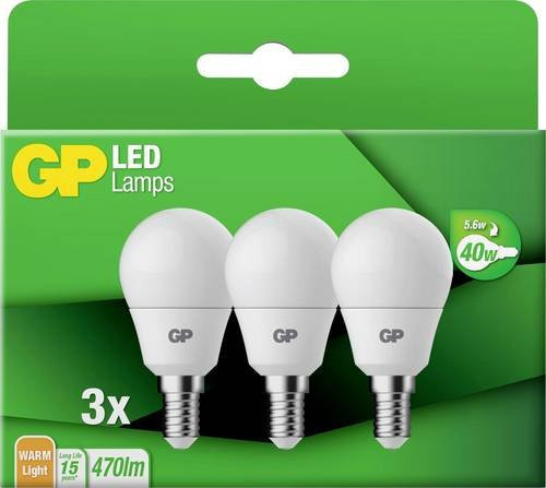 GP LED Globeform E14 Leuchtmittel, 5.6W entspricht 40W, Warmweiß, 3er Pack, Durchmesser: 45 mm, Länge: 84 mm - Bild 1
