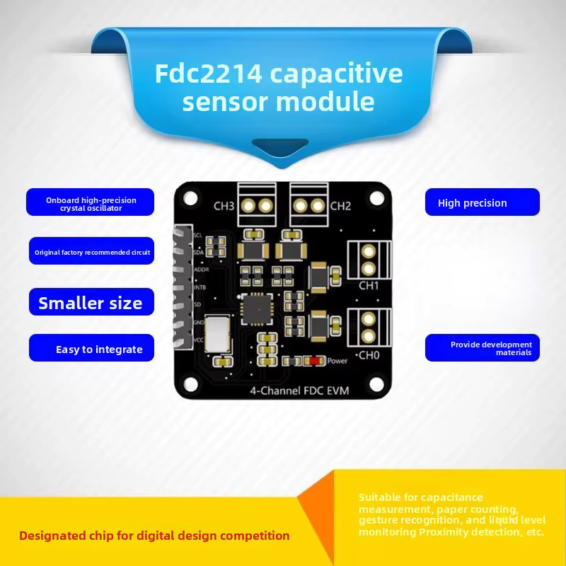 HAOYUNMA FDC2214 Modul Kapazitiver Sensor in Schwarz für Gestenerkennung, Papierzählung und Flüssigkeitspegelmessung - Bild 2