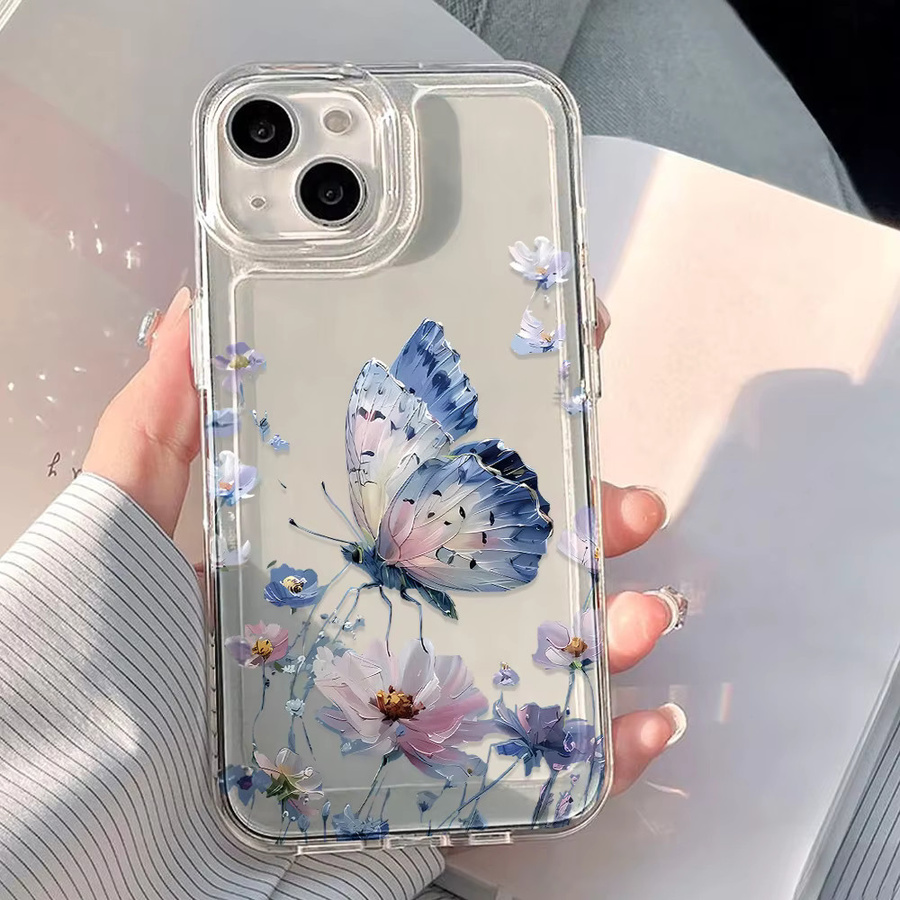Bunte Schmetterling Handyhülle für Apple iPhone 11 12 13 14 15 16 17 Pro Max Air Transparent Clear Back Cover Bumper - Bild 2