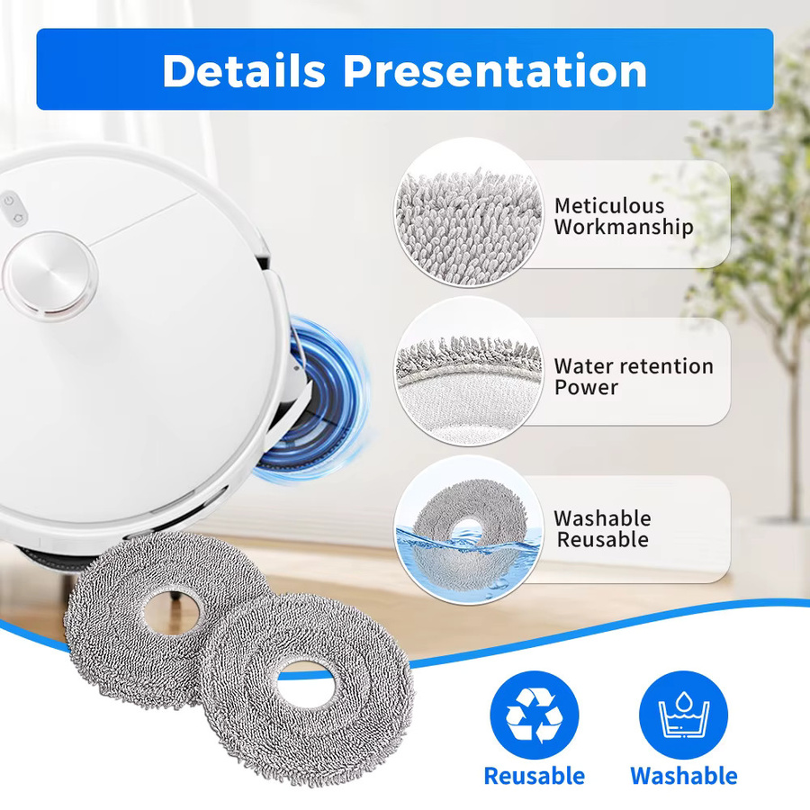 WINDNINJA Mopptuch für Xiaomi S20 Plus S10 Plus X20 Plus M30 Pro M30S Roboterstaubsauger Ersatzteil Wischpad - Bild 2