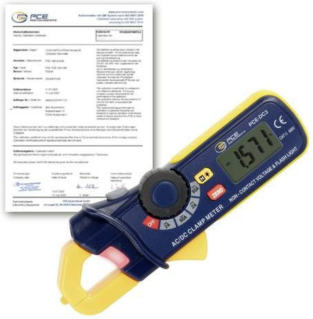 PCE Instruments PCE-DC3-ICA Digitale Stromzange gelb, ISO kalibriert, CAT II 600 V, CAT III 300V, 2999 Counts, inkl. Tasche - Bild 1