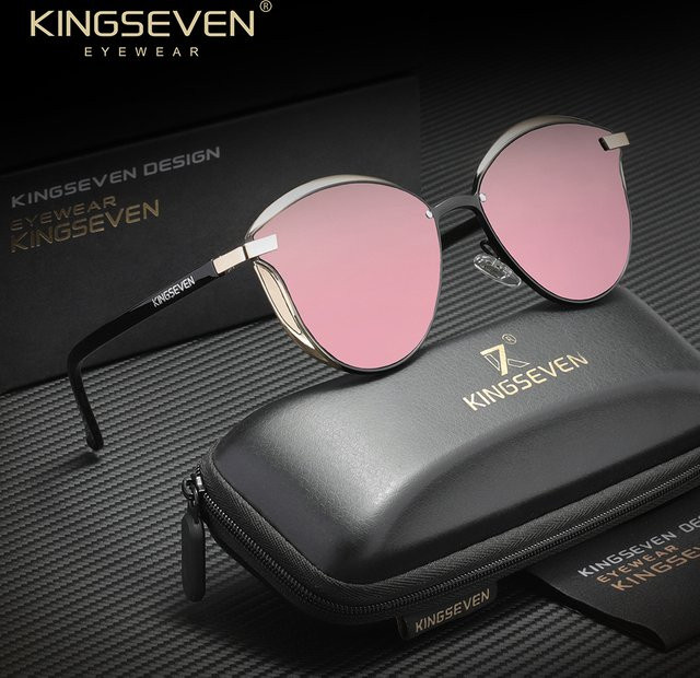 KINGSEVEN Sonnenbrille Cat Eye, Damen, pink, Metall, polarisiert - Bild 1