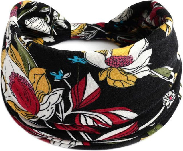 KaiTingu Stirnband, Knoten, elastisch, Baumwolle, Blumendruck, Damen - Bild 1