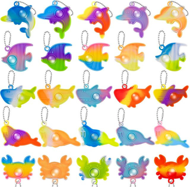 JK-ZMM Wal-Meerestier-Mini-Pop-Fidget-Schlüsselanhänger, 24-teiliges Set, multicolor - Bild 1