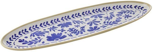 Ovales Melamin Tablett APS FLORYN in Weiß, Beige und Blau, L: 52,5 cm, B: 16,5 cm, H: 2,5 cm - Bild 1