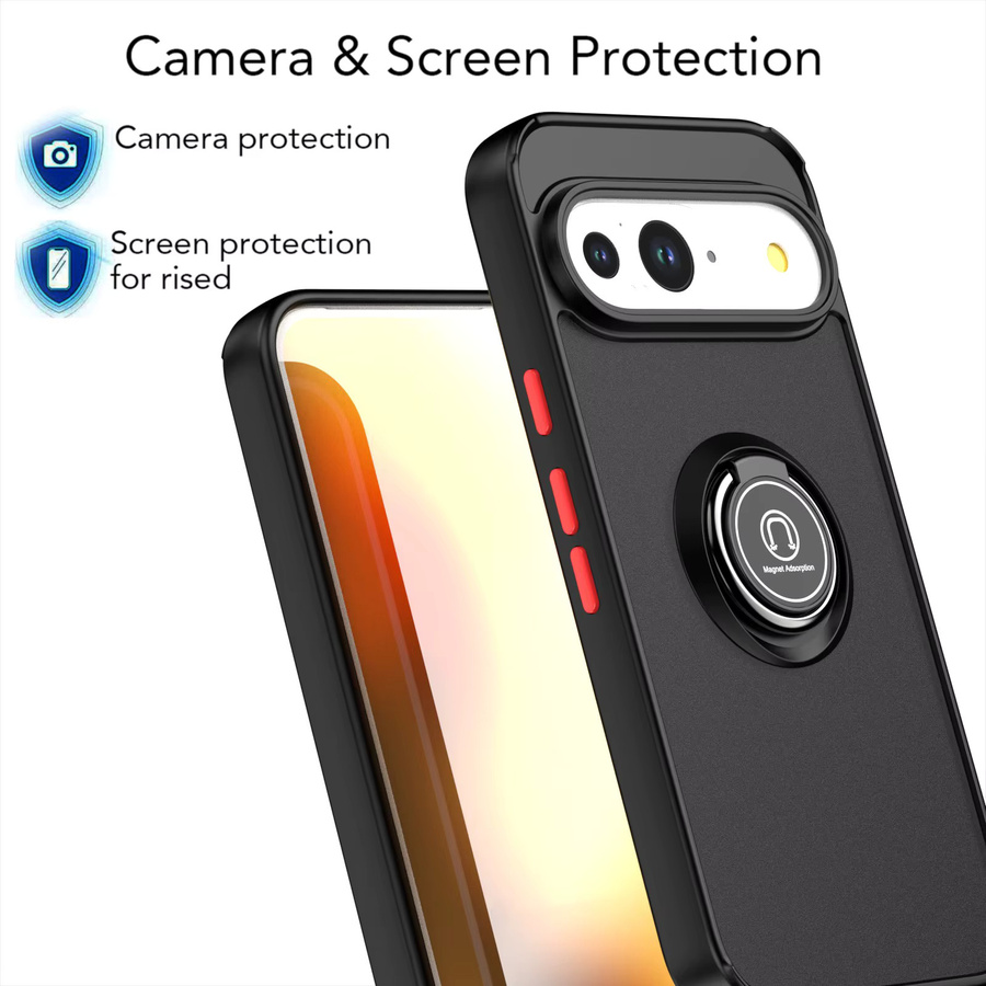 Stoßfeste MagSafe Handyhülle mit Magnetring und Ständer für Google Pixel 9 Pro XL, 10 Pro, 8, 7, 6 Pro in Schwarz und Grün - Bild 4