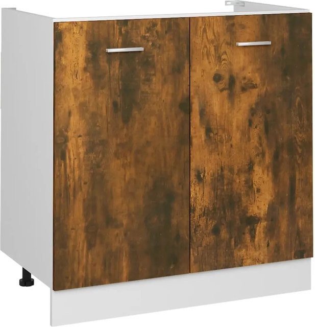 vidaXL Spülenunterschrank in Räuchereiche mit Türen und Regalböden, B/T/H: 80 x 46 x 81,5 cm - Bild 1
