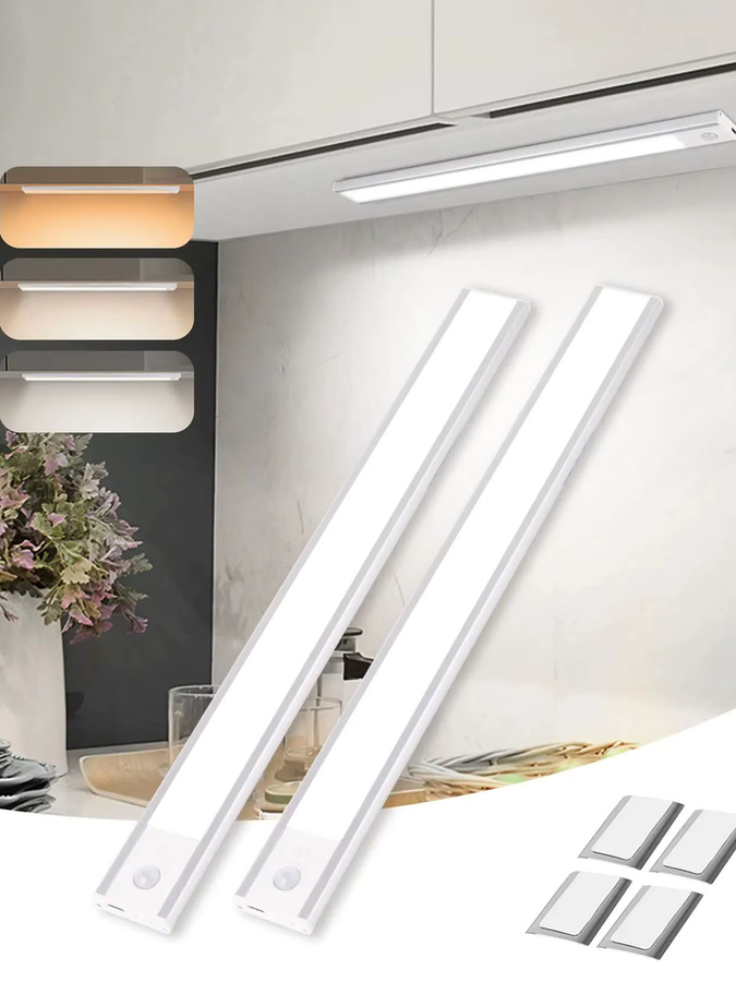 CANMEIJIA LED Unterbauleuchte mit Bewegungssensor, USB-aufladbare magnetische Schrankbeleuchtung in Weiß, dimmbar mit 3 Lichtfarben - Bild 7