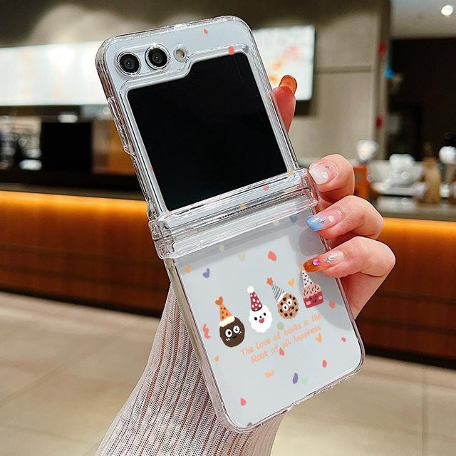 Transparente Handyhülle mit Cartoon-Muster für Samsung Galaxy Z Flip 7 6 5 4 3 5G - Bild 1