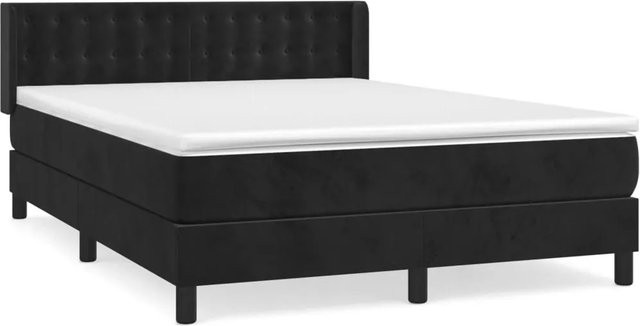 vidaXL Boxspringbett mit Matratze Schwarz Samt B/T/H: 140 x 200 x 147 cm - Bild 1