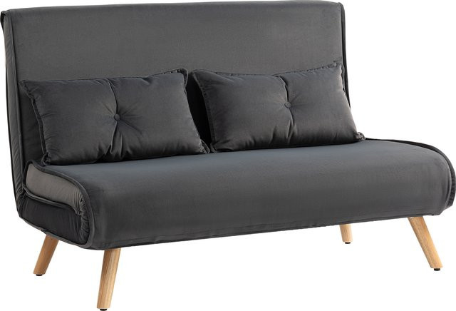 Aosom HOMCOM 3-in-1 Schlafsofa als 2-Sitzer mit Schlaffunktion, Dunkelgrau, Samtoptik, B/T/H: 190 x 120 cm - Bild 1