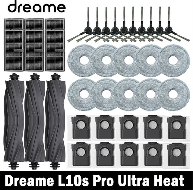 Dreame L10s Pro Ultra Heat Ersatzteil-Set mit Hauptbürste, Seitenbürste, HEPA-Filter, Wischtüchern und Staubbeuteln - Bild 1