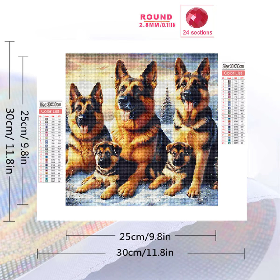 EverShine Diamant-Gemälde Hund im Winter als Diamant-Mosaik Bastelset für Erwachsene, Motiv Cartoon-Schneebaum, Mehrfarbig - Bild 2
