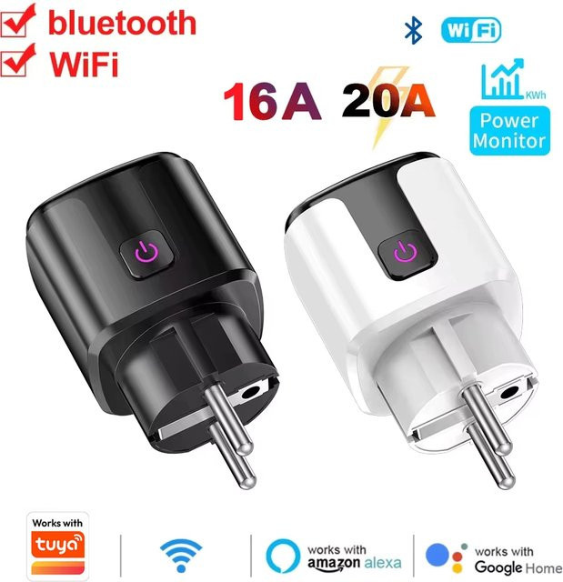 Szaoju WLAN Smart Steckdose mit Stromüberwachung 20A in Weiß, kompatibel mit Tuya Smart, Alexa, Google Home und Smart Things - Bild 1