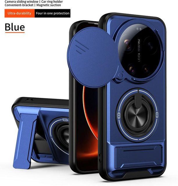 2-in-1 Schutzhülle für Xiaomi Mi 17 Ultra mit integriertem Ringhalter und magnetischer Autohalterung in Blau - Bild 1