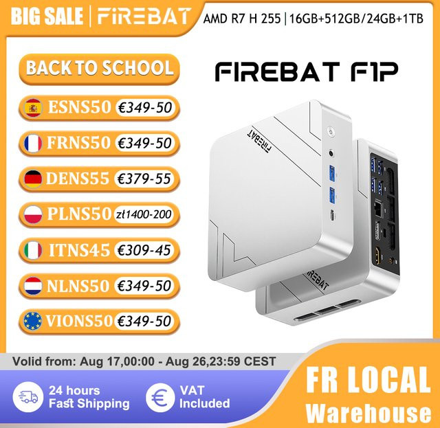 Firebat Mini PC F1 P AMD Ryzen 7 H Desktop-Computer mit 16GB DDR5, 512GB SSD, Windows 11 Pro, USB 4.0, Wi-Fi 6 und Bluetooth 5.2 in Weiß - Bild 1