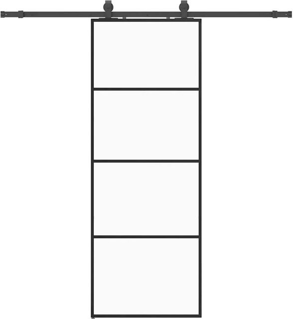 vidaXL Schiebetür aus ESG-Glas in Schwarz mit Beschlag, B: 76 cm, H: 205 cm - Bild 1