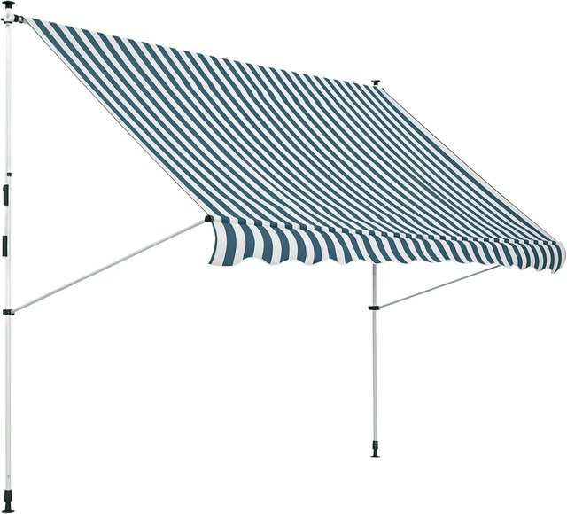 Outsunny Klemmmarkise mit Handkurbel und Faltarmen in Grün, B: 300 cm, T: 150 cm, H: 170 cm - Bild 1