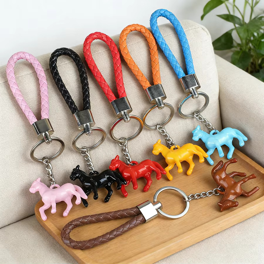 Noter Schlüsselanhänger, Buntes Pferd, PU-Leder, Metallring, Unisex - Bild 2