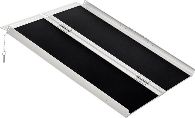 HOMCOM Rollstuhlrampe faltbare Auffahrrampe für Rollstühle und Rollatoren mit Tragegriff in Schwarz, B/T/H: 93 x 73 x 5 cm - Bild 1