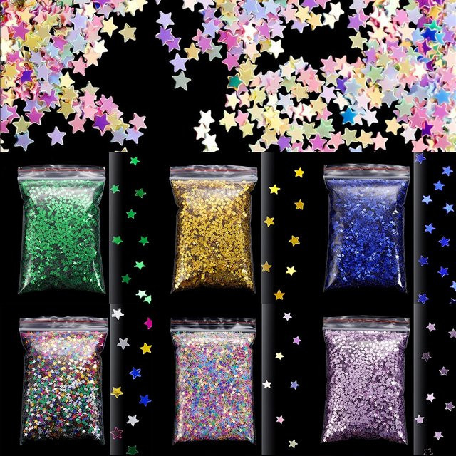 YouYoungDifferent Holografische Glitzer Stern Flocken in Multicolour für Harz Kunsthandwerk Nail Art und Schmuckherstellung 20 g - Bild 1