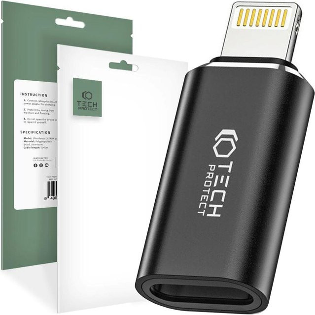 Tech-Protect Ultraboost Adapter Lightning auf USB-C Schwarz - Bild 1