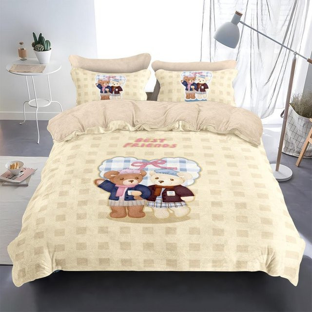 Bettwäsche-Set Lodestar Maillard Bär in Beige mit Bettbezug und Kissenbezug aus Mikrofaser, B/H: 200 x 200 cm - Bild 1