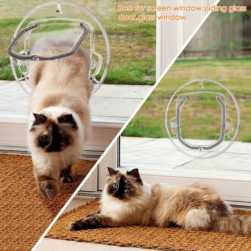 YOUTHINK 4-Wege-verriegelbare Katzentür für kleine Katzen, Hunde und Welpen in Weiß und Transparent - Bild 2