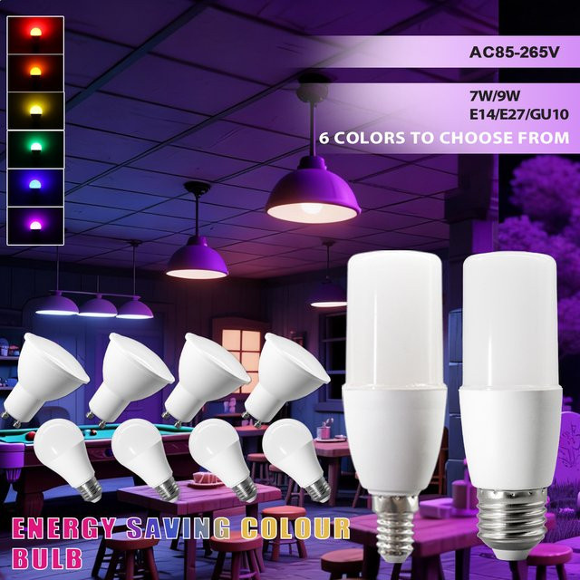 8er Set Derec LED Bunte Glühbirnen RGB Beleuchtung für E14 und E27 Fassungen - Bild 1