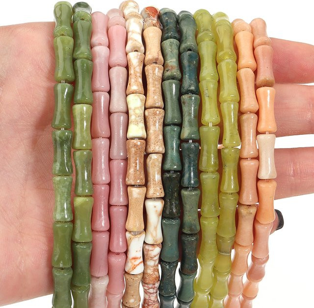 louleur Perlen Jaspis Jade, 5x12mm, Unisex - Bild 1