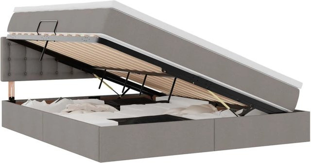 vidaXL Aufbewahrungsbett mit Matratze in Taupe, modernes Bettgestell aus Holzwerkstoff und Metall mit Lift-up-Funktion, B/T: 180 x 200 cm - Bild 1