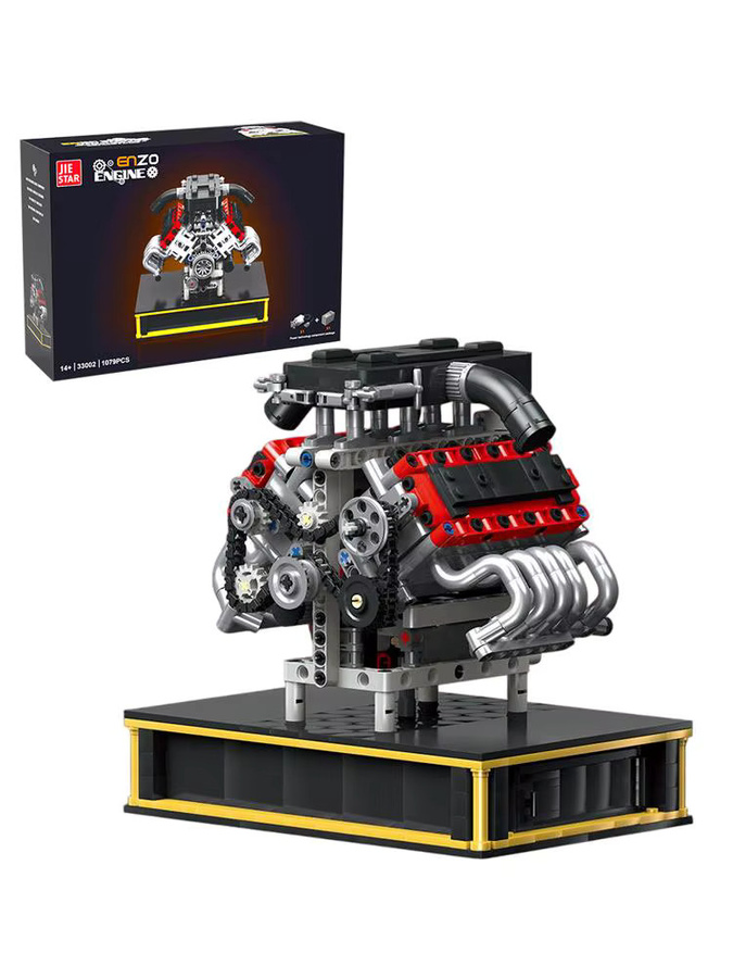 Mould King 33001 V8 Motormodell Kleines Granulat-Bausteinset mit 1123 Teilen in Mehrfarbig als DIY Lernspielzeug für Kinder und Erwachsene - Bild 5