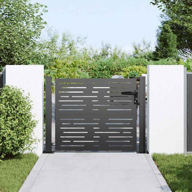 vidaXL Gartentor Schwarz aus pulverbeschichtetem Stahl B/H: 100 x 100 cm - Bild 3