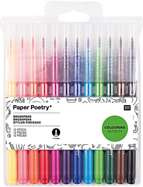 Rico Design Paper Poetry Brushpen Filzstifte Multicolored, 12 Stück - Bild 1