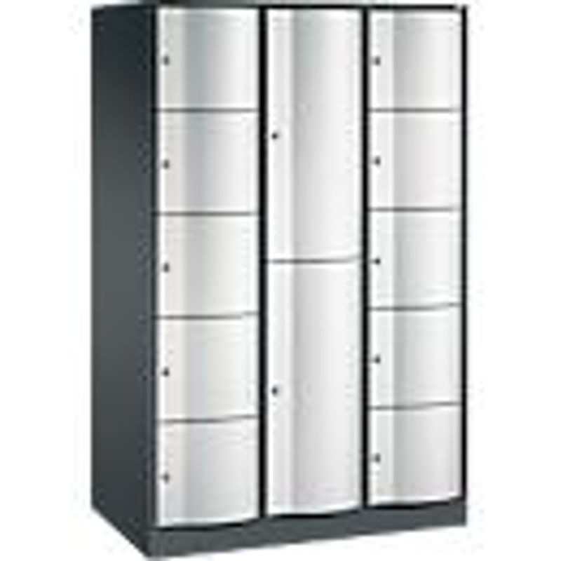 C+P Kombi-Schließfachschrank Resisto mit 3 Abteilen und 12 Fächern, Anthrazitgrau/Lichtgrau, B/T/H: 114,8 x 64,0 x 195,0 cm - Bild 2