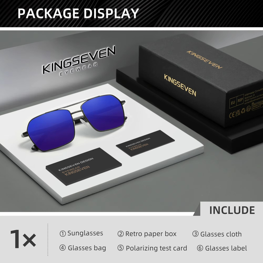 KINGSEVEN Sonnenbrille, Metall, Vollrand, Square, polarisiert, Herren - Bild 5