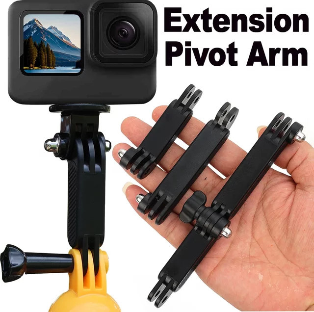 Universelles Verlängerungs-Schwenkarm-Montagekit für DJI Action 5 Pro 4 und GoPro Hero 13 12 11 in Schwarz mit verstellbarem Gerade-Gelenkadapter - Bild 1