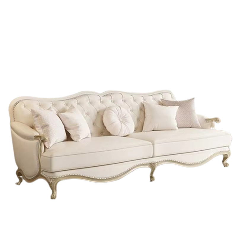 DUTRIEUX L-förmiges Sofa in Weiß mit Chaiselongue und passenden Kissen im Glamour-Stil - Bild 2