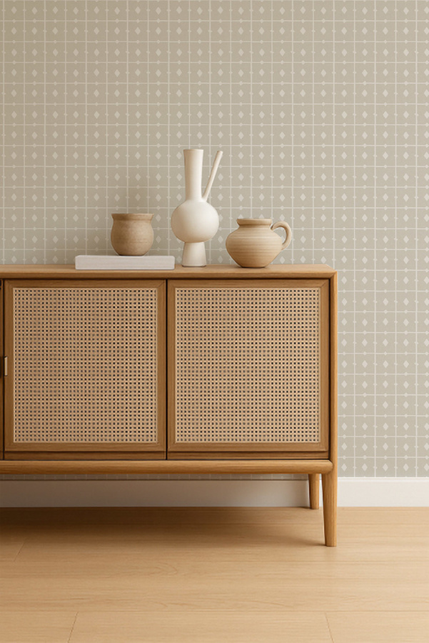 Scion Tapetenfliesen Mushroom in Beige und Grau mit abstraktem geometrischem Design aus Vlies - Bild 2